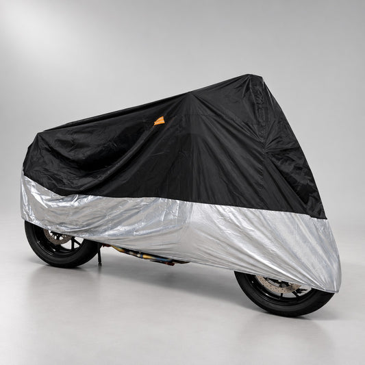 Bâche universelle RUNCOVER sur moto, présentation en studio